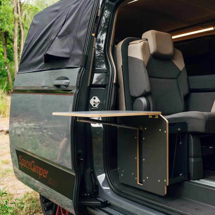 TableBox Stauraum mit Klapptisch für VW T7 Multivan von SpaceCamper Modular