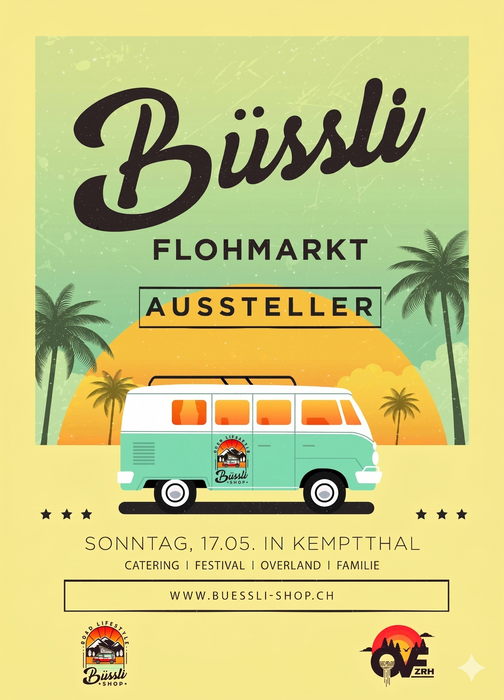 Aussteller-Ticket für den 3. Schweizer Büssli-Flohmarkt am Sonntag, 17.05.2026, in Kemptthal (ZH)
