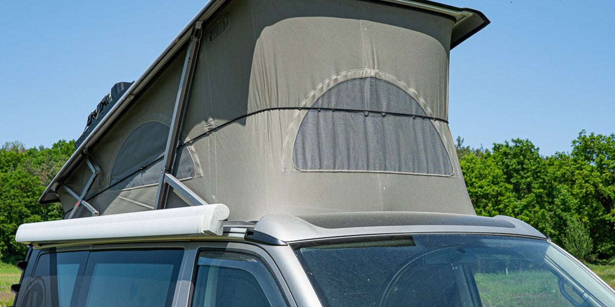 vw california mit dachzelt Gummiband-Aufstelldach kaufen im Büssli Campingbus Zubehör Shop Schweiz