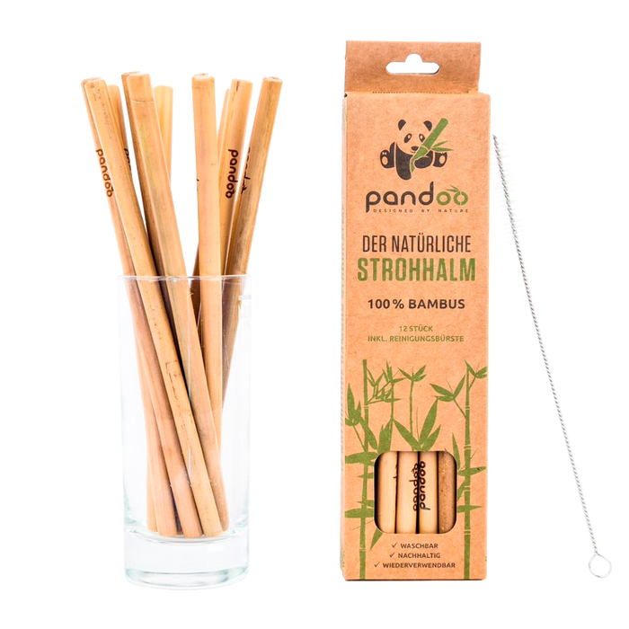 Bambus Strohhalme im 12er Pack  Normale-und Cocktail-Grösse