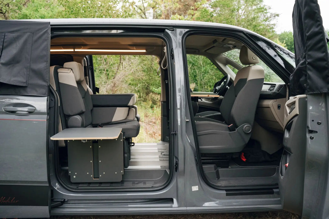 Swivel consoles for VW T7 Multivan driver's seat & front passenger seat (swivel seat function) from SpaceCamper Modular