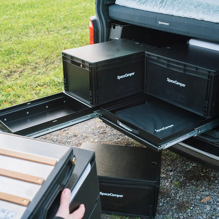 SpaceSlide, extension arrière / extension de charge pour VW T5 / T6 / T6.1 Multivan & Beach de SpaceCamper Modular