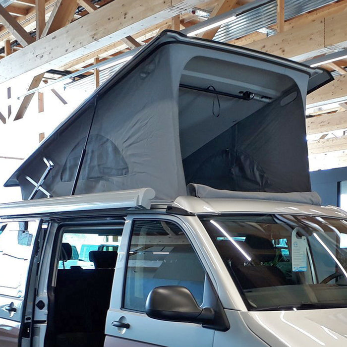 Remplacement Rééquipement d'une ouverture frontale (fonction panoramique) du soufflet de tente pour le toit relevable VW T6 California Beach Coast et Ocean